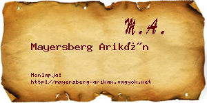 Mayersberg Arikán névjegykártya